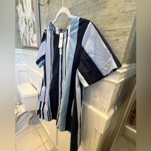 NWT new SP small petite Anthropologie Maeve Emmy swing dress blue stripe pockets - Picture 9 of 17